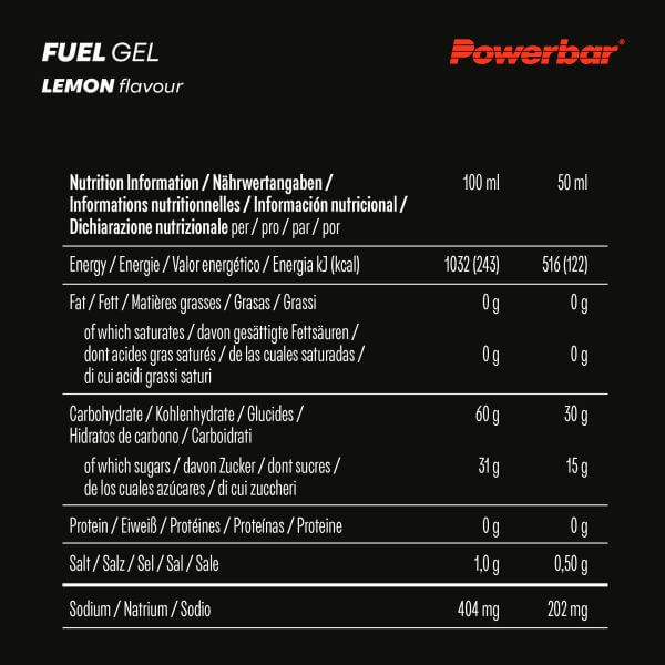 POWERBAR FUEL GEL 30 LEMON + CAFF 50ML